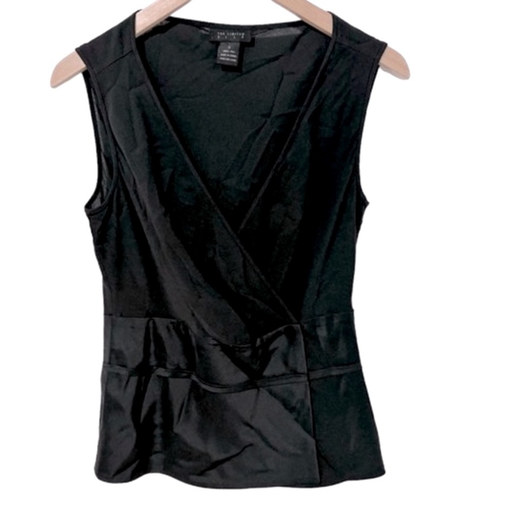 Y2K Silk Sleeveless Black Low V-Neck Wrap Top | Vintage Drape Camisole